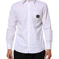 White Logo Plaque Collared Formal Dress  Shirt