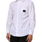 White Logo Plaque Collared Formal Dress  Shirt