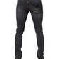 Dark Gray Cotton Stretch Skinny Denim Jeans
