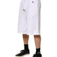 White Ripped Mid Waist Casual Bermuda Short