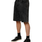 Black Cotton Mid Waist Denim Men Bermuda Short