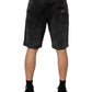 Black Cotton Mid Waist Denim Men Bermuda Short