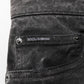 Black Cotton Mid Waist Denim Men Bermuda Short