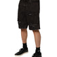 Black Cotton Tattered Denim Men Bermuda Short