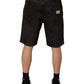 Black Cotton Tattered Denim Men Bermuda Short