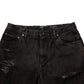 Black Cotton Tattered Denim Men Bermuda Short