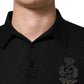 Black Logo Patch Collared Pullover Sweater