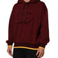 Maroon Embossed Logo Hooded Sweatshirt Sweater