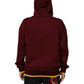Maroon Embossed Logo Hooded Sweatshirt Sweater