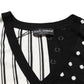 Black White Stripe Polka V-Neck Pullover Sweater