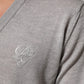 Gray Wool Knit Logo V-Neck Pullover Sweater