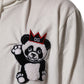 Off White Cotton Panda Hooded Sweatshirt Sweater