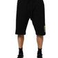 Black Cotton Mid Waist Casual Bermuda Short