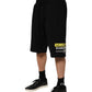 Black Cotton Mid Waist Casual Bermuda Short