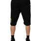 Black Cotton Mid Waist Casual Bermuda Short