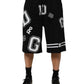 Black Logo Print Cotton Casual Bermuda Short