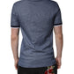 Blue Collared V-neck Silk Blend Polo T-shirt