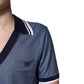 Blue Collared V-neck Silk Blend Polo T-shirt
