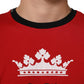 Red Logo Crown Cotton Short Sleeves T-shirt