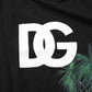 Black Floral DG Logo Cotton Crew Neck T-shirt