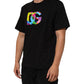 Black Logo Print Cotton Crew Neck  T-shirt