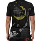 Black Musical Print Cotton Crew Neck T-shirt