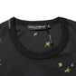 Black Musical Print Cotton Crew Neck T-shirt