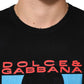 Black Musical Print Cotton Crew Neck T-shirt