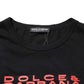 Black Musical Print Cotton Crew Neck T-shirt