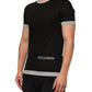 Black Cotton Logo Print Men Crew Neck T-shirt