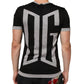 Black Cotton Logo Print Men Crew Neck T-shirt