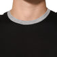 Black Cotton Logo Print Men Crew Neck T-shirt