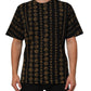 Black Cotton Coin Print Crew Neck T-shirt