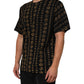 Black Cotton Coin Print Crew Neck T-shirt
