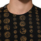 Black Cotton Coin Print Crew Neck T-shirt