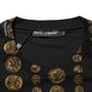 Black Cotton Coin Print Crew Neck T-shirt
