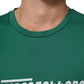 Green Cotton Graphic Logo Print Crewneck T-shirt