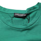 Green Cotton Graphic Logo Print Crewneck T-shirt