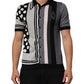 Black White Polka Dot Collared Polo T-shirt