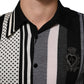 Black White Polka Dot Collared Polo T-shirt