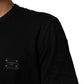 Black Logo Plaque Cotton Crew Neck T-shirt