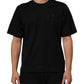 Black Logo Patch Cotton Men Crew Neck T-shirt
