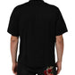 Black Logo Patch Cotton Men Crew Neck T-shirt