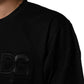 Black Logo Patch Cotton Men Crew Neck T-shirt