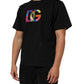 Black Logo Print Cotton Men Crew Neck T-shirt