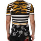 Multicolor Leopard Palm Leaf Men Crew Neck T-shirt