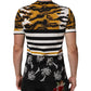 Multicolor Leopard Palm Leaf Men Crew Neck T-shirt