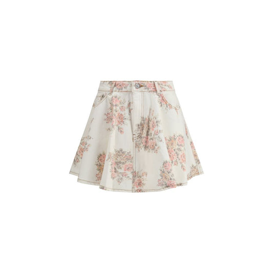 Floral print denim Miniskirt