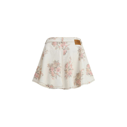 Floral print denim Miniskirt