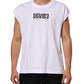 White Cotton Sleeveless Printed Tank T-shirt